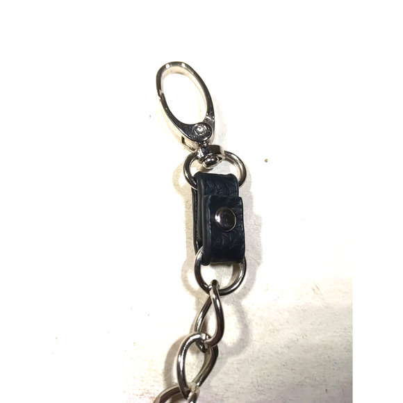 Flower Keychain Black Silver Tone Long Clip - Picture 4 of 6